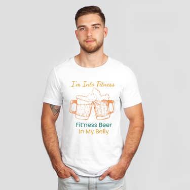 fitness beer in my belly white shirt